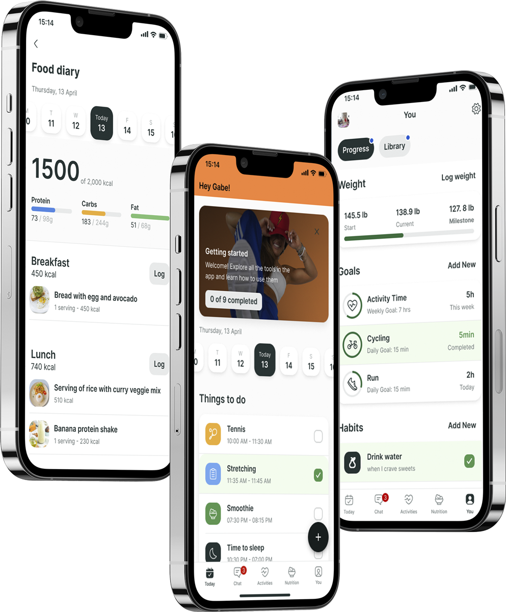A mockup of the coaching app showcasing the features.